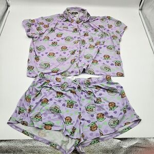 Star Wars‎ The Child Baby Yoda Pajama Set Purple XL Top Shorts Sleepwear